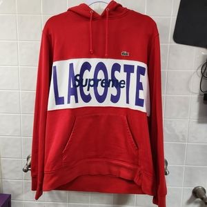 Medium Supreme x LACOSTE Red Hoodie